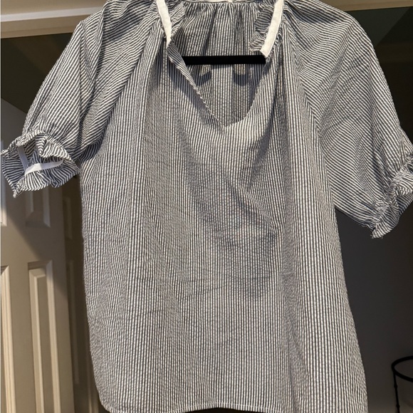 Day + Moon Tops - Day + Moon Navy Striped Women's Blouse